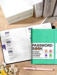 1/2pcs PU Material Password Notebook, With Letter Index Tabs, Includes Password Record Book And Login Log, Compact And Portable, With Pen Loop And Elastic Band, Suitable For Home, Office Or Travel Account Password Organization - Multiple Styles - View 5