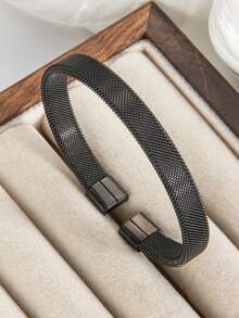 1 buah Gelang Stainless Steel Matte Vintage Terbuka, Tahan Air & Tahan Pudar, Perhiasan Pergelangan Tangan Minimalis untuk Pria, Hadiah - szgss012 - View 11