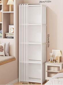 1pc Multi-Functional Storage Rack, Freestanding Metal Wardrobe Organizer With Dust Cover, Suitable For Home, Office, Classroom, Dormitory, Space-Saving Bedroom Storage Unit, Christmas, Halloween Entryway Organizer - Multicolor - View 11