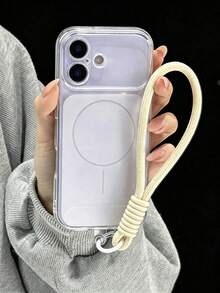 1pc Solid Color Fashion Minimalist Fresh Matte Transparent Phone Case With Short Lanyard, Compatible With IPhone 11/12/13/14/15/16/16 Pro Max, Comfortable Soft Protective Phone Shell, Compatible With IPhone 17/17 Pro/17 Pro Max/Air, Design Fashion Phone Case - Multicolor - View 4