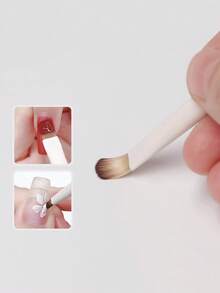 1pc Pink Mist Nail Art Brush With Cap, Large Square Flat Daisy Brush, Versatile Sweeping Brush, Triangle Brush, Nail Art Tool - Multicolor - View 3