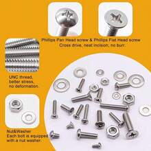 1575pcs All-Purpose 304 Stainless Steel Bolt and Nut Assortilation Kit with Flat/Wing Head Screws, Hex Nuts, Washers & Heavy-Duty Storage Box - Corrosion-Resistant for DIY, Automotive, Marine - A - Übersicht 1