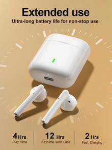 Auriculares inalámbricos Bluetooth - Compatibles con dispositivos Apple y Android, con micrófono integrado, resistentes al sudor, hasta 24 horas de tiempo de reproducción - Blanco - Ver 5