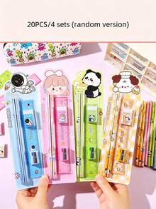 20PCS/4 Sets Cartoon Pencil Stationery Set, Small Gift Student Souvenir, Student 5-Piece/Set Wholesale, Suitable For Back To School Gift, Enrollment Souvenir, Graduation Small Gift, Classroom Student Reward, Classroom Evaluation Small Prize - Sets - View 9