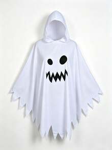 Halloween Ghost Costume Kids White Hooded Ghost Cape - Multicolor - View 5