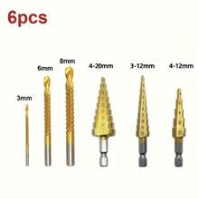 6-Piece Step Drill Bit Set - Cast Iron Cutting Drill Bits 4-20, 4-12/3-12mm, 3/6/8mm, Suitable For Woodworking And Metal Core Drilling Tools Tools For Men Work Tools - A - View 5