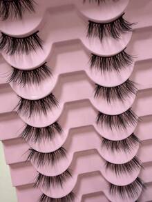 10 Pairs Half-Length Natural Thick Little Devil Cat Eye Winged Half-Eye Natural Daily Versatile Women's Upper Eyelashes - Black - View 6