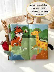BBSKY 1pc 3D Animal Tail Cloth Book For Baby Boys And Girls, With Crinkle Paper, Rattle And Squeaker, Portable Hanging Ring Design For Stroller, Car Seat, Soothing Interactive Toy, Suitable As Newborn Baby Gift - Multicolor - View 5