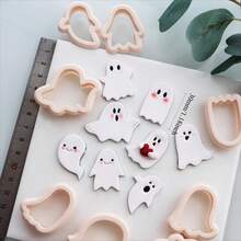 Halloween Ghost With Expression Polymer Clay Cutters | Halloween Cutters | Clay Earring Cutters, Polymer Clay Cutters For Jewelry Making - Beige - View 11