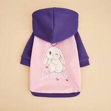 2pcs Mixed Pack Cat & Dog Pet Clothing, Colorblock Rabbit Print Hooded Sweatshirt, Funny Cartoon Rabbit Pattern, Fits Chihuahua, Maltese, Shih Tzu, Corgi Puppy, Ragdoll Cat, Silver Shaded Cat And Other Cats & Dogs - Multicolor - View 7