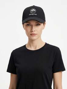 XIONGMAO Cotton Baseball Cap, Black Extended Brim Sun Hat, Casual Adjustable Sports Cap For Larger Head Sizes - Black - View 1