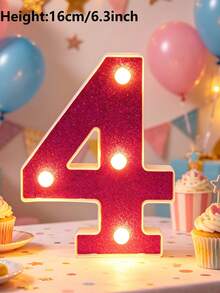 1pc 16cm Purple LED Letter Light, Alphanumeric Night Light, Battery Powered LED Light, Light‑Up Number Sign For Anniversary, Birthday Party Decoration, Wedding Background Decoration, Christmas And Halloween Party Home Bedroom Night Light. - Purple - View 30