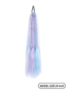 A Gradient Braided Ponytail With A Star Pendant, Elastic Hair Tie, And Colorful Hair Accessories, Perfect For Cosplay And Holiday Party Outfits. - Multicolor - View 6