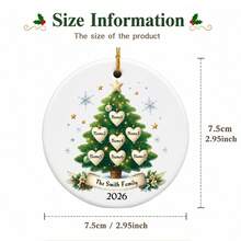 Custom Family Christmas Ornament 2026, Personalized Heart Name Christmas Tree Decor, Festive Holiday Keepsake Style, Customized Family Hanging Ornament, Customizable 3-7 Names And Text, Christmas Home Decoration 2026, Holiday Gift, Family Gift - Style D - View 2