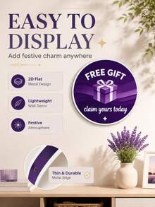 2D Flat Printed Text "Claim Free Gift Now" Round Metal Sign, Suitable For Mall Promotion, Home Decor, Halloween, Christmas Gifts - Multicolor - View 6