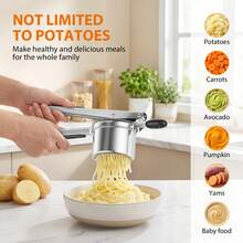 Stainless Steel Potato Ricer Masher With 3 Interchangeable Plates, Potato Press For Fluffy Mashed Potatoes Carrot Pumpkin Baby Food, Kitchen Gadget - Silver - View 7