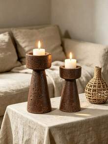 1pc/2pcs Minimalist Tall Tapered Pillar Candle Holder Set, Stable Slot Top Tea Light Candle Holder, Table Centerpiece Decor For Dining Table, Living Room, Wedding Party Home Decoration - Adjustable Height Post - View 3
