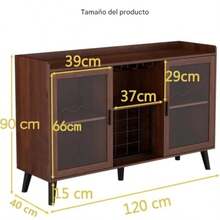 Armario de Bar de Vinos con Luz LED Gabinete de Licor - Marrón - Ver 2