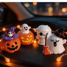1 Set (4pcs) Pumpkin Ghost Cartoon Shaped Halloween Series Cartoon Mini Figurines, Suitable For Halloween Desktop DIY Scene Decoration - Car Ornament - View 9