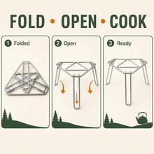 Foldable Campfire Tripod, Thick Galvanized Steel Triangle Stable Pot Hanging & BBQ Rack, No Assembly Required, Ready To Use, Suitable For Outdoor Camping, Picnic & Cooking - Multicolor - View 3