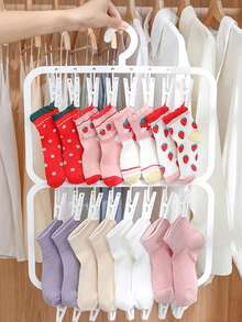 Space Saving Clip Hangers, Multifunctional Laundry Drying Rack With Clips, Hanging Organizer For Socks, Underwear, Shoes, Pants & Small Items, Closet, Bathroom, Dorm & Home Storage - White - View 5