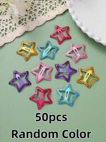 10/20/30/40/50pcs Random Color Y2K Girls Mixed Star-Shaped 3CM Hair Clips, Simple Fashionable Five-Pointed Star Hair Accessories, Suitable For Daily Life, School And Outdoor Activities - Multicolor - View 8