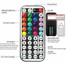 Acosh Neon Dây đèn LED RGB đổi màu USB 12LEDs/M 5V kèm điều khiển từ xa, phù hợp cho phòng ngủ, nhà bếp, tiệc tùng, trang trí nhà cửa - Dây đèn LED RGB+Điều khiển từ xa 44 phím - Xem 6