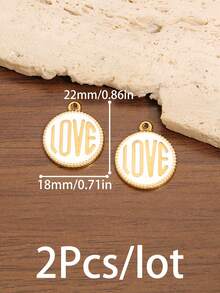 2pcs Stainless Steel LOVE Enamel Pendant 18K Gold Plated Round Charms For DIY Jewelry Making Supplies Accessories - Pendant - View 5