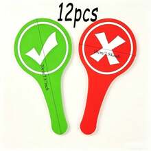 12PCS True/False Handheld Answer Paddles, High-Value Eye-Catching Color, Lightweight And Easy To Grip, Suitable For Classroom Interaction, Competition Q&A, Team Building Quiz, Can Be Used As Christmas Activity Props, Interactive Games - A - View 12