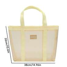 HUAJIE 1pc Large Capacity Transparent Mesh Tote Bag, Portable A4 Document & Stationery Storage Handbag, Breathable Multi-Pocket Organizer Bag, Suitable For School, Office, Art Supplies - Single Piece - View 9