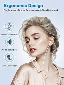 سماعات أذن سلكية Type C بمقبس دائري 3.5mm وUSB C، سماعات داخل الأذن للمكالمات والموسيقى مع صوت باس ستيريو، متوافقة مع iPad/PC - مشاهدة 5