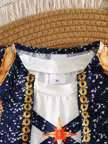 3pcs/Set Pakaian Luar Ruangan Kasual Motif Langit Berbintang untuk Anak Perempuan: Jaket + Rompi + Celana - MultiWarna - View 6