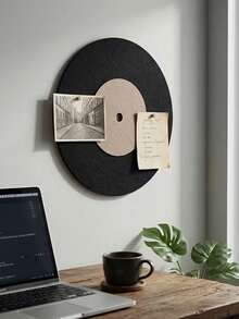 Vinyl Record Shaped Felt Photo Board, Vinyl Record Felt Board, Felt Message Board, Suitable For Home, Office And Classroom. Perfect For Organizing Notes, Scheduling And Rustic Decor. Wall Decoration And Storage - Multicolor - View 4