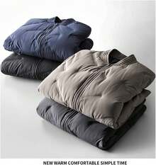Men Plus Size Down Coats - Apricot - View 4