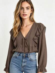 Women Tops - Brown - View 2