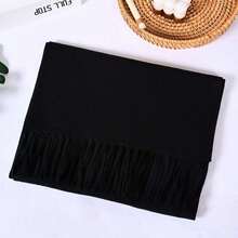 Solid Color Scarf Autumn And Winter Unisex Couple Knitted Tassel Warm Long Versatile Boyfriend Gift,Neck Warmer,Blanket - Black - View 4