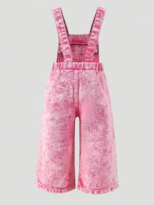 Baby Girl Y2K Denim Overalls, Infant Toddler Pink Stars Washed Baggy Jeans Jumpsuit, All Season Cute Bib Pants Playsuit For 6 Months To 3 Years - Pink - View 9
