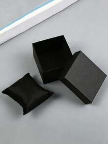 1pc Square Multi-Size Jewelry Gift Box, Can Hold Necklaces, Earrings And Rings, Solid Color Elegant, Suitable For Winter Solstice, Wedding And Other Occasions, Can Be Used For Packaging Jewelry, Necklaces, Bracelets, Silver Bars And More. Perfect Gift For Birthday, Mother's Day And Valentine's Day. - Black - View 7