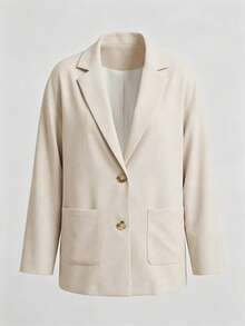 French Style Beige Loose Casual Blazer, Classic Lapel Two-Button, Dropped Shoulder Relaxed Fit, Minimalist Solid Color, Versatile For Any Inner Layer, Suitable For Commuting And Travel, Spring And Autumn All-Match Elegant Women's Blazer Jacket - Apricot - View 8