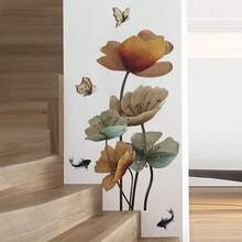 1pc Butterfly & Lotus Pattern Wall Sticker, PVC Waterproof Wall Art Decal For Home Decor,Stickers,Wall Decal, Vinyl Decal For Home Decorations,Spring Decoration Items Refresh Your Home,Rama Decoration Stickers - Multicolor - View 7