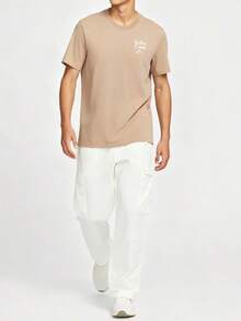Nike Men's Short Sleeve Fashionable Versatile Minimalist Graphic Quick-Dry Crew Neck Running T-Shirt Khaki - Khaki - View 2