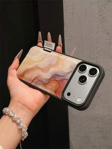 1pc Premium Fashion Creative Full-Screen Asymmetrical Wave Pattern Leather Phone Case, Full Coverage Anti-Drop Soft Shell Large Hole Compatible With Samsung/Apple 17 Pro Max/11/12/13/14/15/16 Pro Max/17 And Other Models, Holiday Gift - Multicolor - View 4