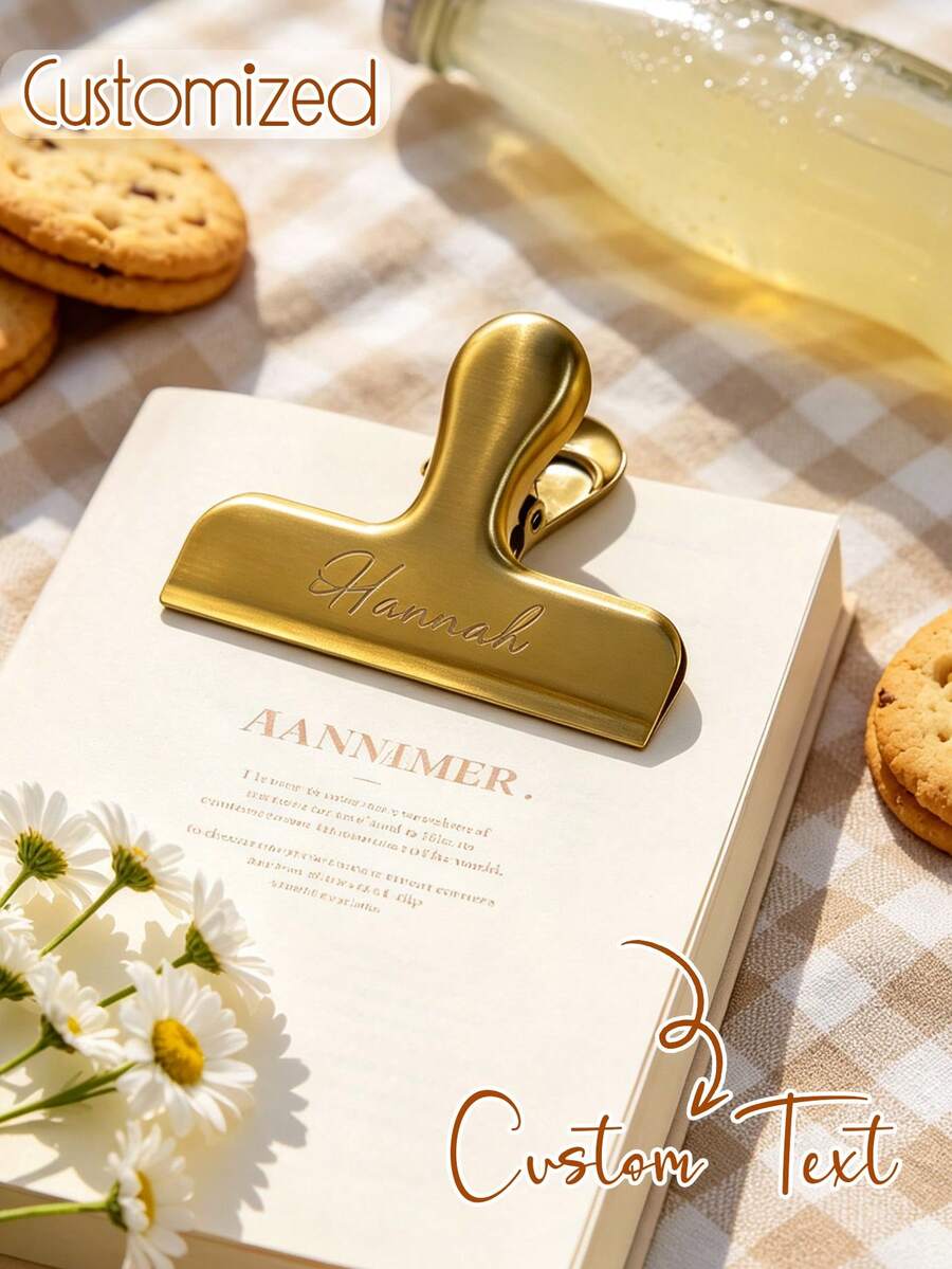 Custom Stainless Steel Sealing Clip, Customizable Text, Personalized Engraved Diary Clip, Can Be Used As Wallet Clip And Stationery Clip, Ideal Choice For Office - Multicolor - View 1