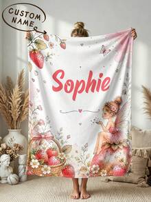 1pc Customized Name Blanket, Personalized Bed Blanket, Customizable Name, Best Blanket, Comfortable Blanket, Home Gift, Birthday Gift, Anniversary Gift, Christmas Gift, Personalized Gift, Holiday Gift, Warm Gift For Friends, Family, Partners - Style 3 - View 1