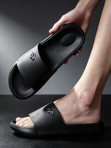 Men's Slip-On Sandals, Soft & Comfortable, Indoor/Outdoor Use, Bathroom/Beach Shoes, Quick-Dry EVA Thick Sole, Lightweight - Black - View 4