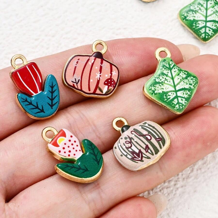 1PC Lovely Enamel Alloy Pendants Funny Hand-Painted Color Block Charms For DIY Necklace Bracelet Earring Jewelry Making Supplies - Multicolor - View 1