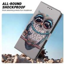 GLANDOTU PU Leather Phone Case, Cute Cartoon Owl Flip Folio Case With Card Holder Kickstand Wrist Strap Compatible With Multiple Brands And Models - Multicolor - View 6