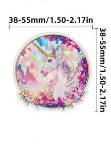 30Pcs Holographic Rainbow Unicorn Stickers, Cute Winged, Moon, Star, Cloud & Floral Decals, Waterproof Vinyl Stickers For Water Bottle, Notebook, Phone Case, Luggage, Scrapbook DIY Decor - Multicolor - View 7