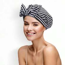 Women's Shower Cap, Fashionable Waterproof Bath Cap, Soft Multi-Functional Hair Cap, Bowknot Elastic Band Hair Cap - Multicolor - View 2
