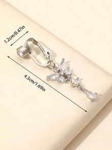 1pc Silver Non-Piercing Butterfly Fake Belly Button Piercing Clip On Fake Piercing Suitable For Daily Wear By Women - Silver - View 5